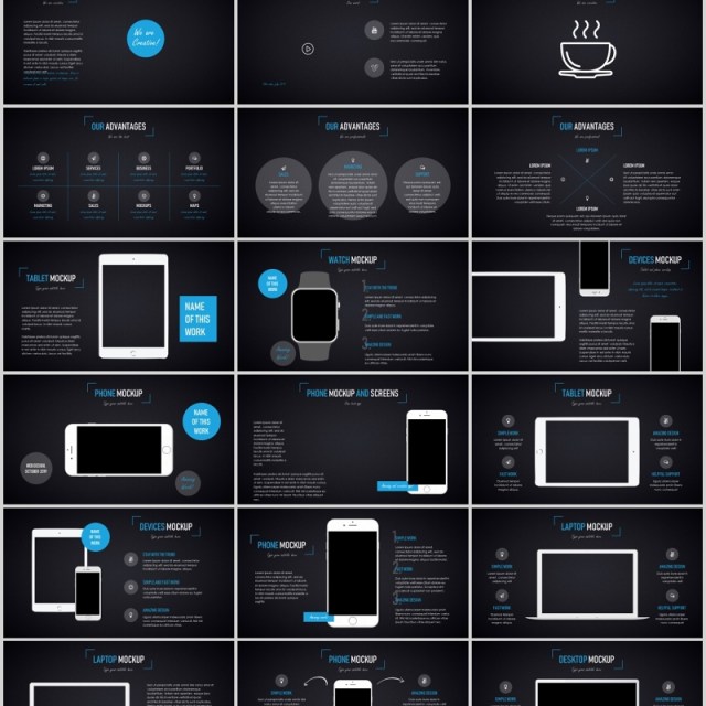 多功能深浅两套PPT演示模板手机电脑模型Duende dark Light Powerpoint template 多功能深浅两套PPT演示模板手机电脑模型Duende dark Light Powerpoint template