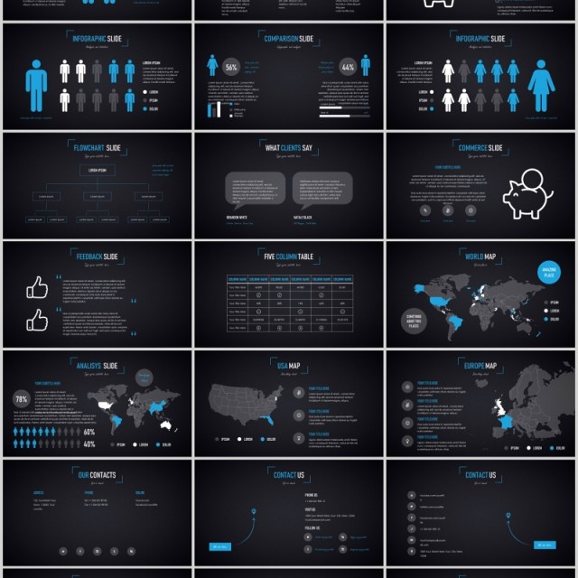 多功能深浅两套PPT演示模板手机电脑模型Duende dark Light Powerpoint template