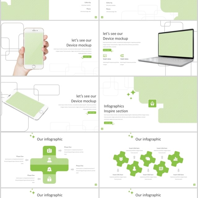 实用的绿色多功能PPT模板版式图片展示Greaty Powerpoint Template