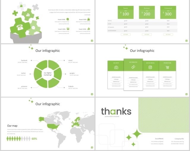 实用的绿色多功能PPT模板版式图片展示Greaty Powerpoint Template