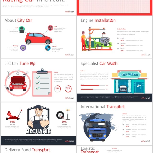 汽车工作介绍项目策划PPT模板版式设计Automaxx Powerpoint Template