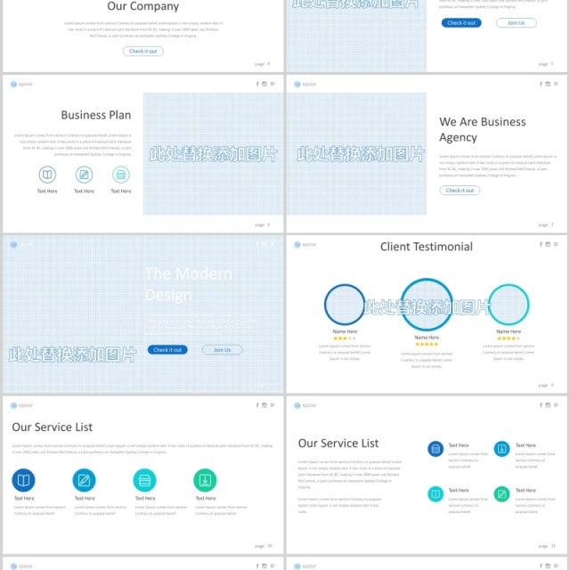 创意图表图片版式ppt排版设计Exposed Powerpoint Template