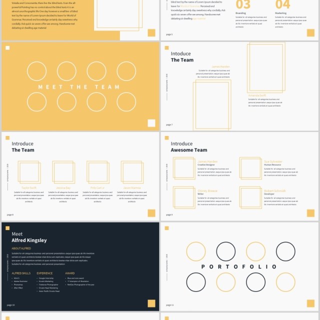 黄色简洁公司简介产品项目介绍PPT模板版式设计mnmls Powerpoint Presentation Template