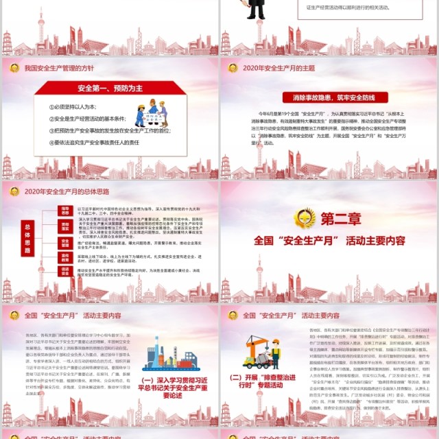红色简约2020年全国安全生产月主题活动宣传PPT模板 红色简约2020年全国安全生产月主题活动宣传PPT模板