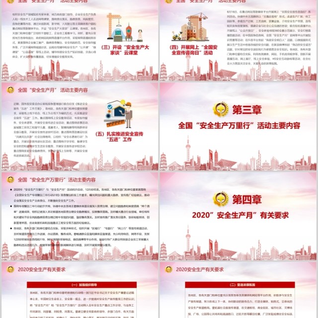 红色简约2020年全国安全生产月主题活动宣传PPT模板 红色简约2020年全国安全生产月主题活动宣传PPT模板