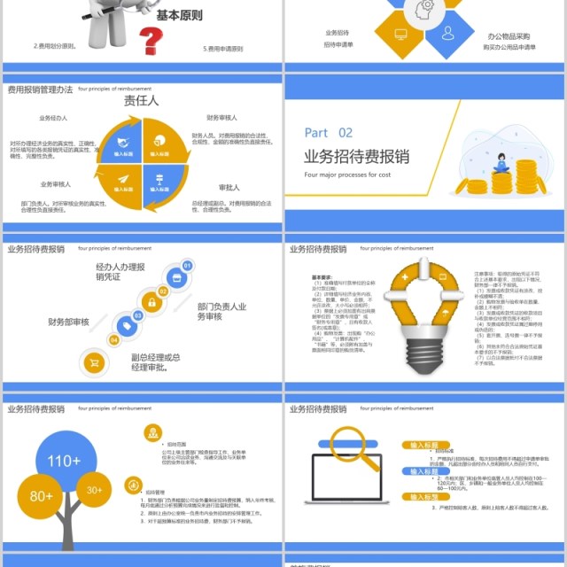 蓝色简约财务报销流程培训课件PPT模板