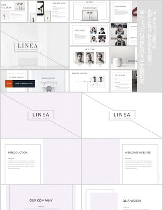 简洁公司项目介绍PPT模板图文排版版式设计Linea Powerpoint Template