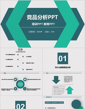 绿色竞品分析报告教育培训PPT模板