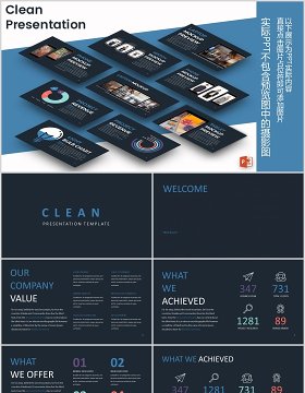 可视化信息图表PPT版式模板CLEAN Powerpoint Presentation Template