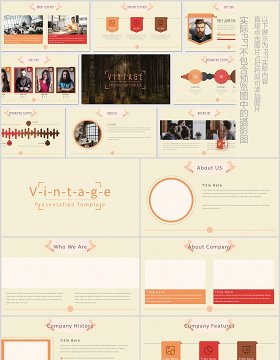 复古创意图形可视化图表PPT模板版式设计VINTAGE Powerpoint Template