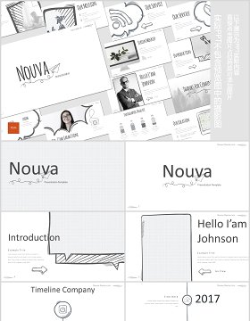 手绘互联网信息图形PPT模板版式设计Nouva Powerpoint Template