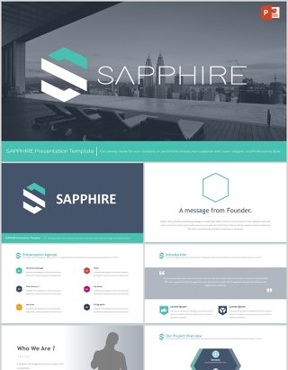 蓝宝石商务信息图表PPT演示模板Sapphire Powerpoint Template