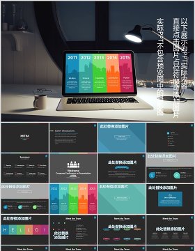 多功能冰山图仪表盘地图数据分析图表PPT可视化素材模板MITRA Powerpoint Template