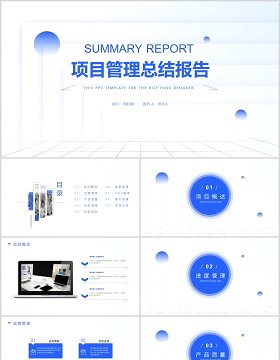 简洁企业项目管理总结报告PPT模板