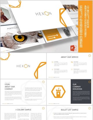 商务图文排版时间轴PPT信息图表元素素材模板Hexon Powerpoint Template