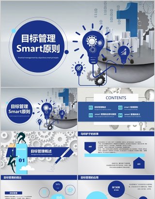 实用蓝色简洁大气目标管理Smart原则PPT模板