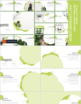 绿色商务通用PPT模板创意版式设计Organic Powerpoint Template
