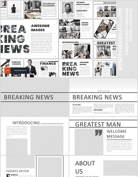 新闻大事件版式排版PPT模板总结汇报Breaking News Powerpoint Template