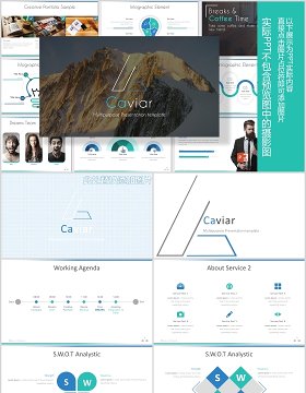 商务SWOT分析数据图表PPT图文排版模板Caviar - Powerpoint Template