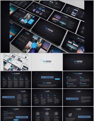 多功能深浅两套PPT演示模板手机电脑模型Duende dark Light Powerpoint template