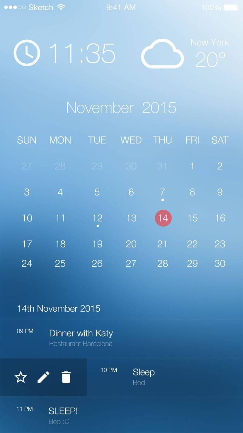 Beautiful Calendar UI_Sketch 【OVO图库】